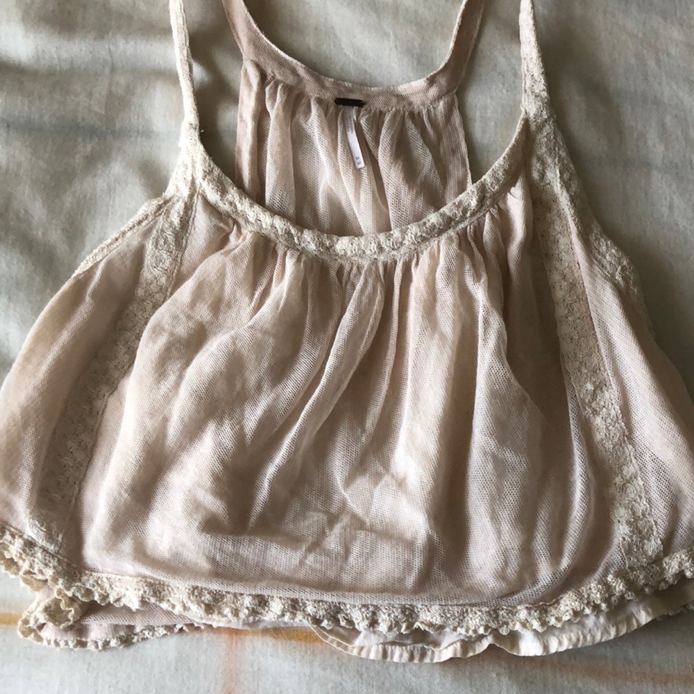Free People Lace Cropped Shirt